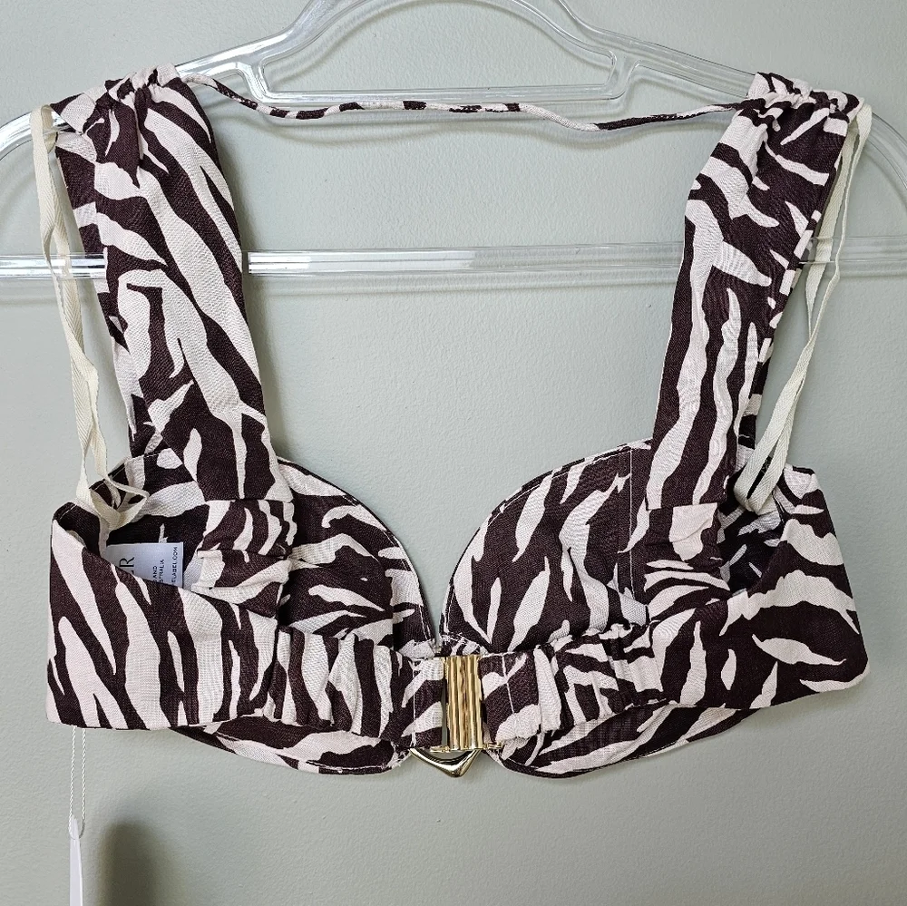 RUMER Cyrus Crop Top Zebra Print Linen Bustier Bra Top Size M NWT - Picture 4 of 9